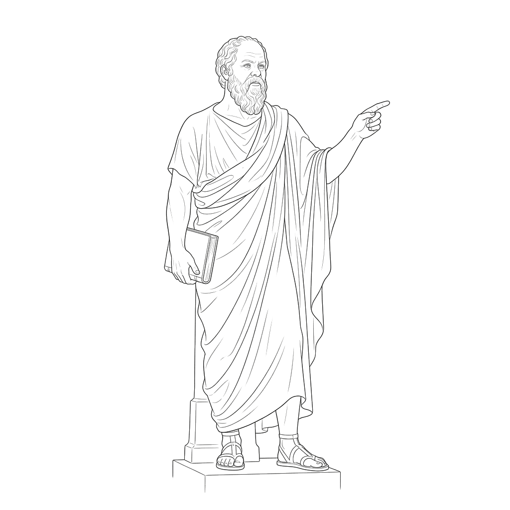 Socrates pointing toward the question input